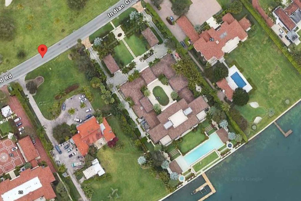 Aerial view of Tom Brady's $17 million dollar Miami mansion. - Photo Credit: Google Maps