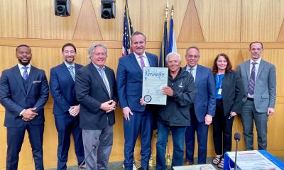 Photo caption 1: Clark County Board of Commissioners present Joseph Vassallo president of Paragon Pools and Founder of Float Like A Duck with a proclamation to celebrate and honor the 20th anniversary of the water safety initiative. (Photo courtesy of CC Board of Commissioners)