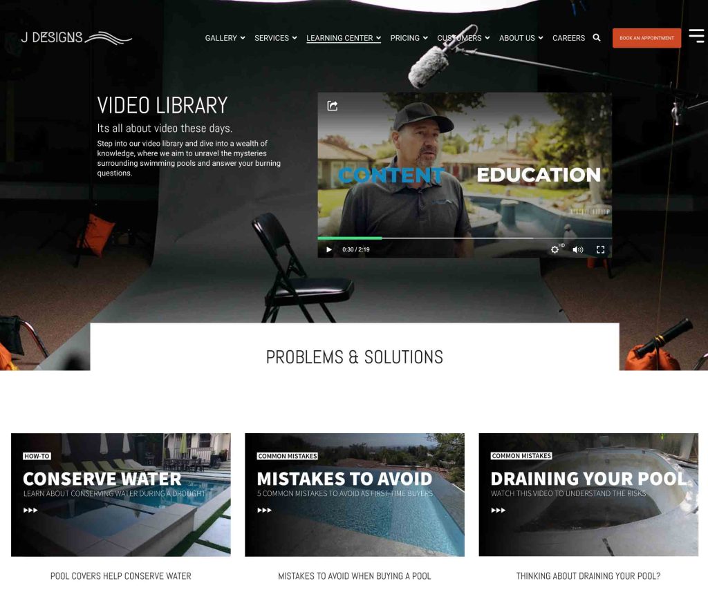 J Designs has developed an expansive content library to educate the customer.