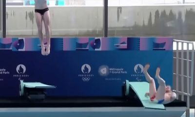 French Diver Makes Splash After Flop At Opening of Olympic Pool