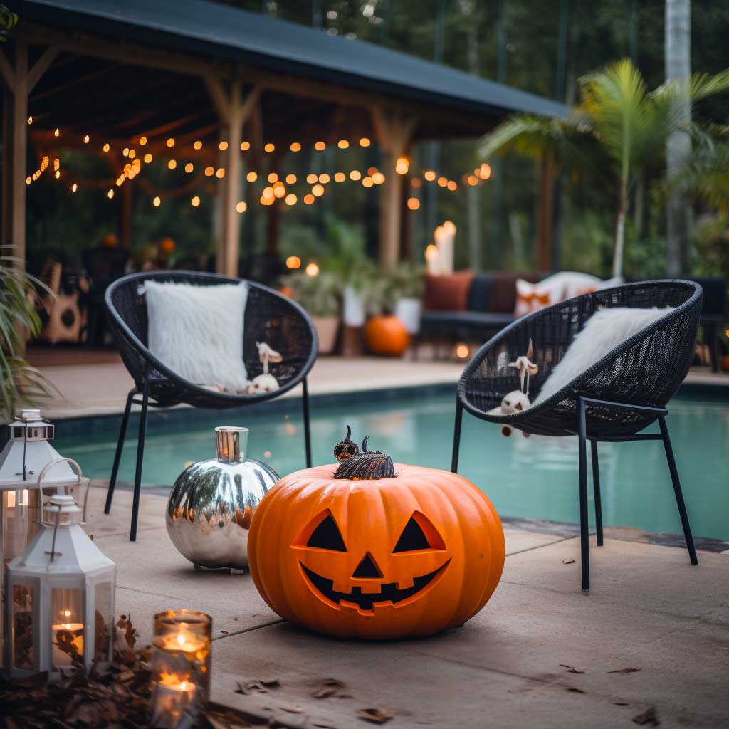 Adding fun Halloween decor in your backyard creates a fun and festive vibe.