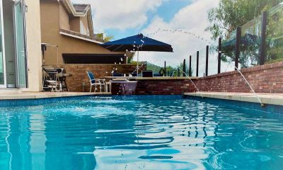 Pencil Jets Create A Dramatic Water Feature in The Pool