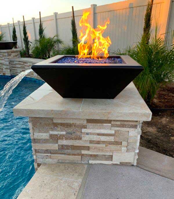 USA Fire Bowls Square Knife Edge Bowl For Swimming Pools - Xmas Pool Gift