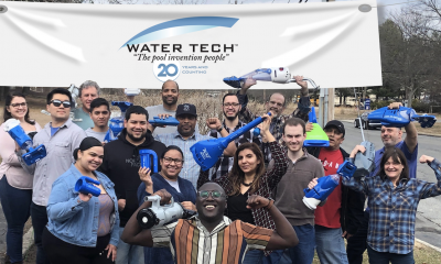 Group of employees celebrating Water Tech's 20th Anniversary